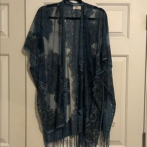 Pretty Persuasions Lace Kimono in Blue